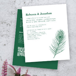 Budget Feather Emerald Green Wedding Einladung
