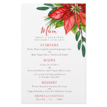 Budget Festival Wedding Poinsettia Foliage Menu