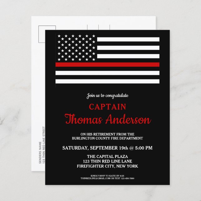 Budget Feuerwehrruheinladung Postkarte (Vorne/Hinten)