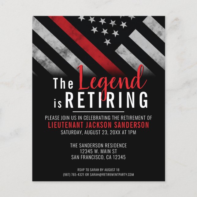 Budget Feuerwehrruhestand Thin Red Line Party Flyer (Vorne)