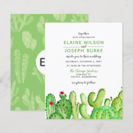 Budget Fiesta Cactus Green Wedding Einladung