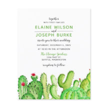 Budget Fiesta Cactus Green Wedding Einladung