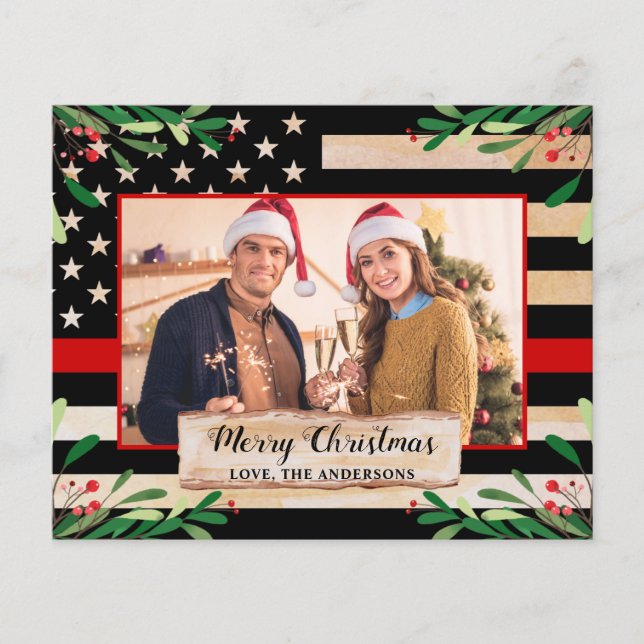 Budget Firefighter Thin Red Line Flag Weihnachten (Vorderseite)