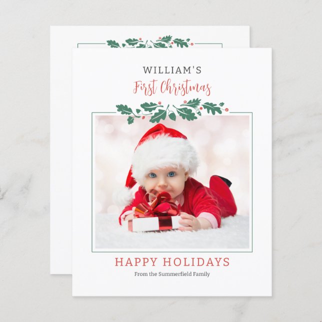 Budget First Christmas Baby Foto (Vorne/Hinten)