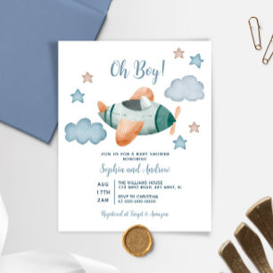 Budget Fliegt Hoch Flugzeug Baby Shower Einladung