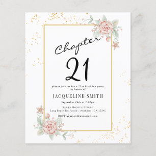 Budget Floral 21. Geburtstag Einladung Flyer
