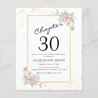 Budget Floral 30. Geburtstag Einladung Flyer