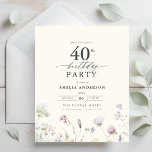 Budget Floral 40. Geburtstag Einladung Flyer<br><div class="desc">Feiern Sie stilvoll mit einer Blumenkalligraphie aus dem 40. Jahrhundert, perfekt für einen Meilenstein-Event. Mit lebendigen Blumenmotiven und eleganter Kalligraphie Set diese Einladung einen skurrilen und dennoch raffinierten Ton für Ihre Feier. Das üppige Gartenthema verbindet natürliche Schönheit mit anmutiger Typografie und schafft einen zeitlosen und einladenden Look. Ideal für Ansammlungen...</div>