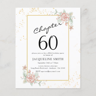 Budget Floral 60. Geburtstag Einladung Flyer