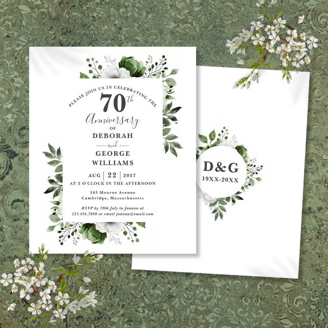 Budget Floral 70. Hochzeitstag Einladung (Budget Floral 70th Wedding Anniversary Invitation)