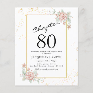 Budget Floral 80. Geburtstag Einladung Flyer