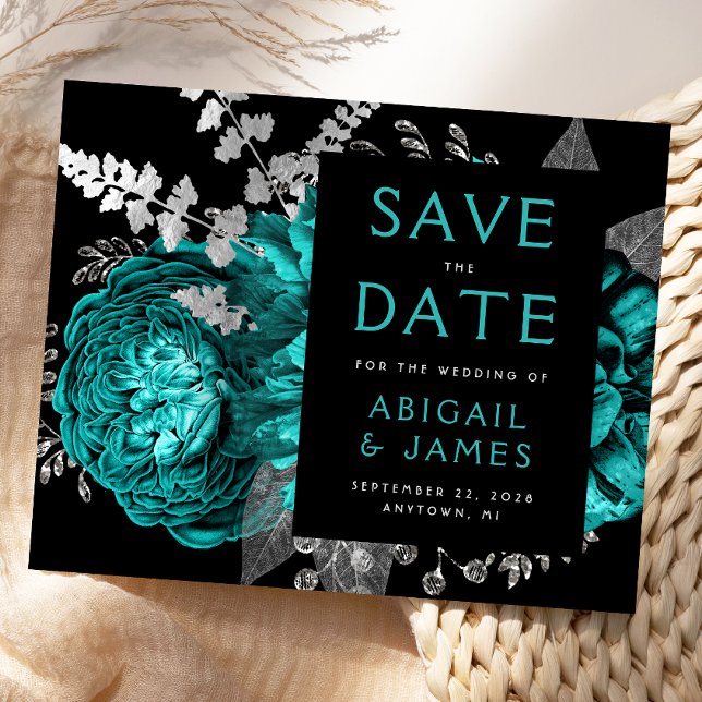 Budget Floral Aquamarin Blue Silver Save the Date (Von Creator hochgeladen)