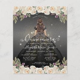 Budget Floral Black Grau Gold Prinzessin Quinceane