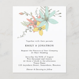 Budget Floral Blätter Aquamarin Coral Wedding Einl