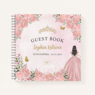 Budget Floral Blink Pink Quinceanera Gästebuch Notizbuch