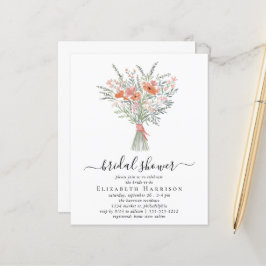 Budget Floral Bouquet Brautparty Einladung