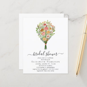 Budget Floral Bouquet Bridal Dusche Einladung