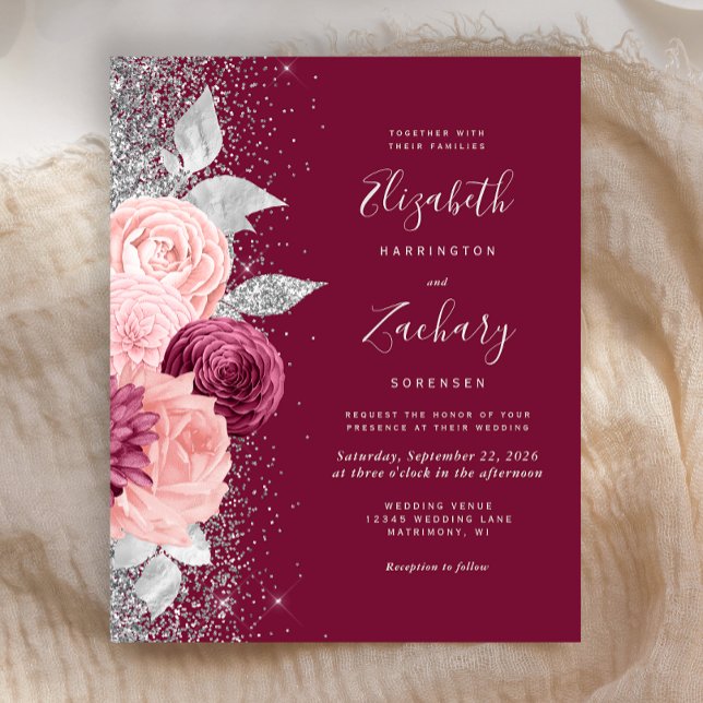 Budget Floral Burgundy Blush Silver Wedding (Von Creator hochgeladen)