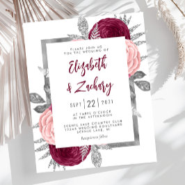 Budget Floral Burgundy Blush Silver Wedite Einladu