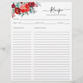 Budget Floral Burgundy Holly Blätter Ferienrezepte Flyer