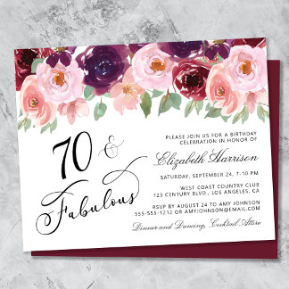 Budget Floral Burgundy Pink 70. Geburtstagsparty