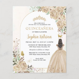 Budget Floral Champagne Gold Princess Quinceanera