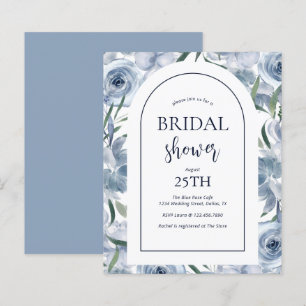 Budget Floral Dusty Blue Bridal Dusche Einladung