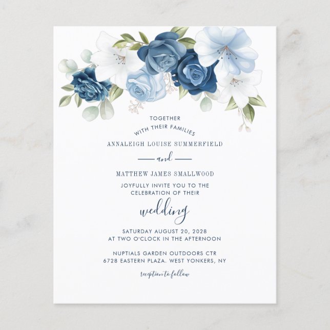 Budget Floral Dusty Blue Greenerity Wedding (Vorderseite)