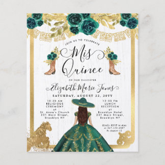 Budget Floral Emerald Green Charra Quinceanera