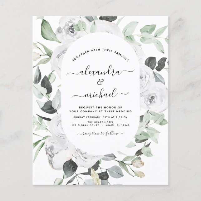 Budget Floral Eukalyptus Greenery Wedding Flyer (Vorne)