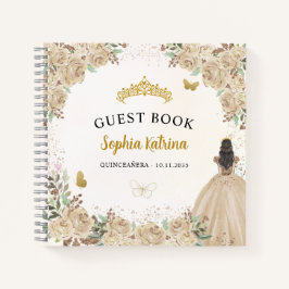 Budget Floral Gold Princess Quinceanera Guestbook Notizbuch