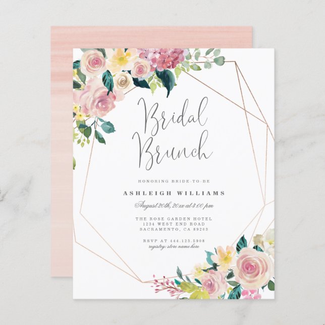 Budget Floral Greenery Geometric Bridal Brunch (Vorne/Hinten)