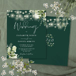 Budget Floral Lights Emerald Wedding Einladung<br><div class="desc">Diese elegante smaragdgrüne Hochzeitseinladung mit hübschen Saitenlichtern und Blumengrün kann mit Ihren Informationen in schicker Typografie mit Ihren Monogramm-Initialen auf der Rückseite personalisiert werden. Entwickelt von Thisisnotme©</div>