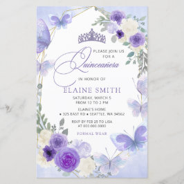 Budget Floral Lila Lilac Butterfets Quinceanera