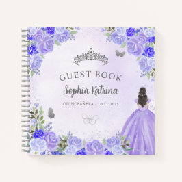 Budget Floral Lila Silver Quinceanera Guestbook Notizbuch