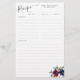 Budget Floral Navy Blue Burgundy Red Recicard Flyer