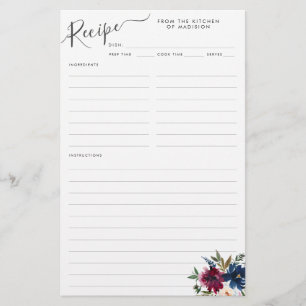 Budget Floral Navy Blue Burgundy Red Recicard Flyer