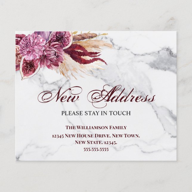Budget Floral New Address Mouncement Ankündigung (Vorderseite)