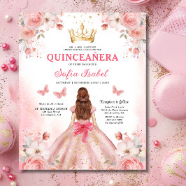Budget Floral Pink Bilingual Spanish Quinceanera