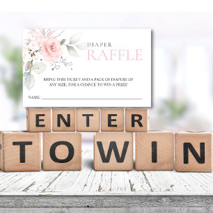 Budget Floral Pink Girl DIAPER RAFFLE Ticket