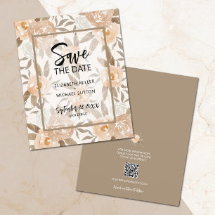 Budget Floral QR Code Hochzeit Sichern Sie das Dat Flyer