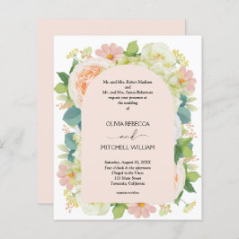 Budget Floral QR Code Hochzeitseinladungen