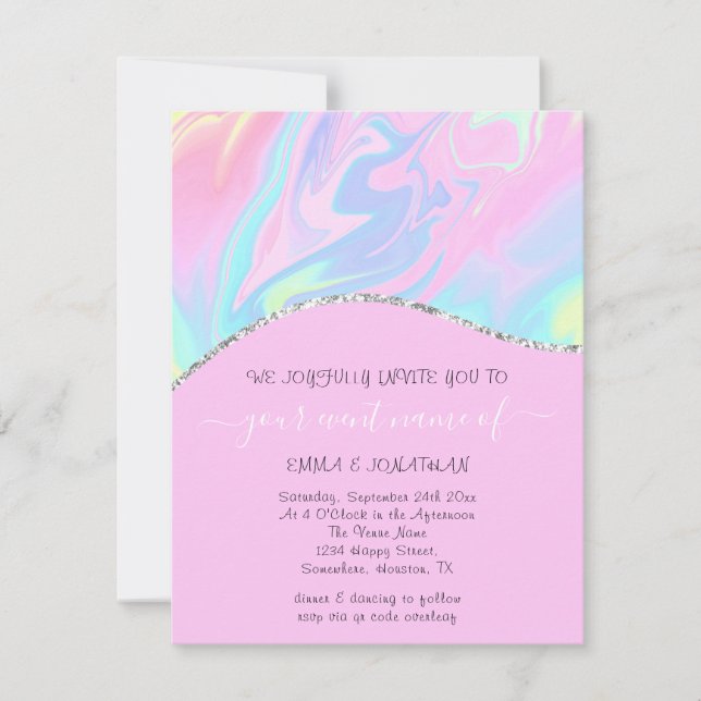 Budget Floral QR Code Pinky Holograph Wave (Vorderseite)