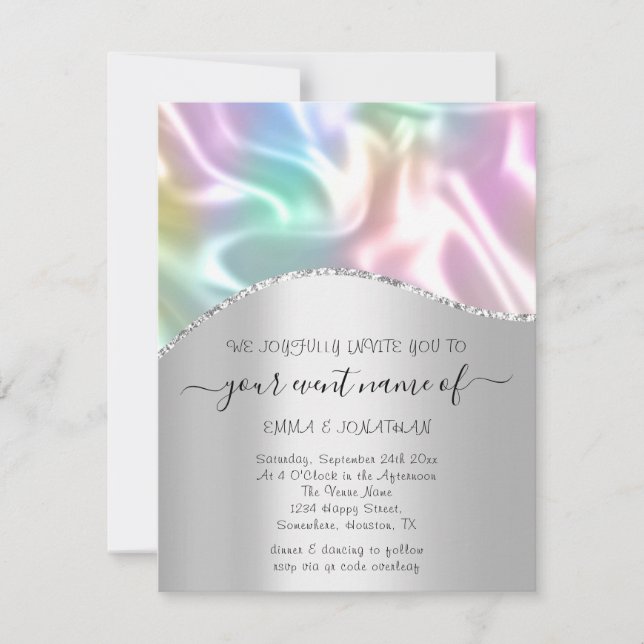 Budget Floral QR Code Silver Holographic (Vorderseite)