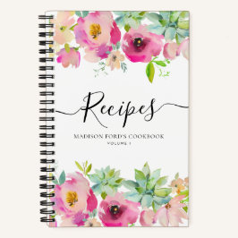 Budget Floral Rosa Sukkulente Küche Rezept Notizbuch