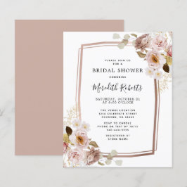 Budget Floral Rose Gold Frame Brautparty Einladung