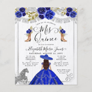 Budget Floral Royal Blue Charra Quinceanera