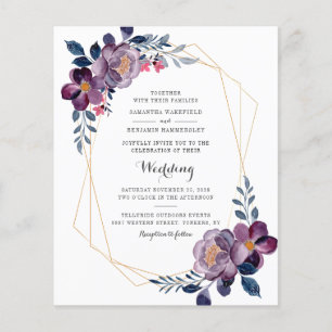 Budget Floral Script Lila Geometric Wedding