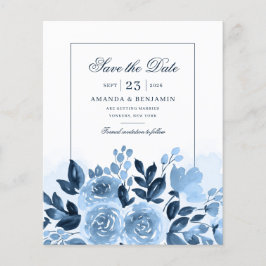 Budget Floral Script Watercolor Save the Date