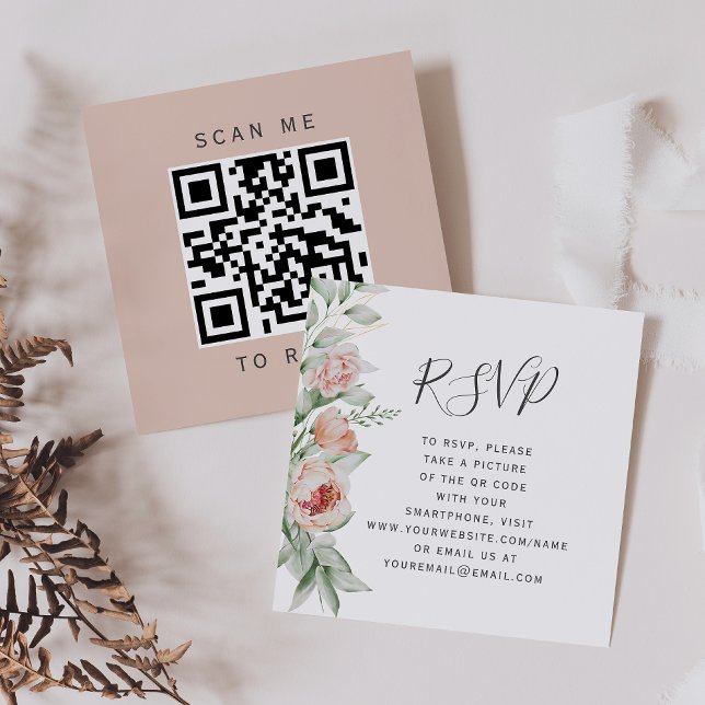 Budget Floral Spring Wedding QR Code UAWG Begleitkarte (Von Creator hochgeladen)